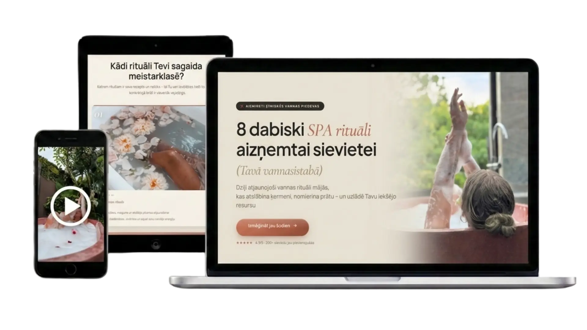 Meistarklases mockup — dažādās ierīcēs